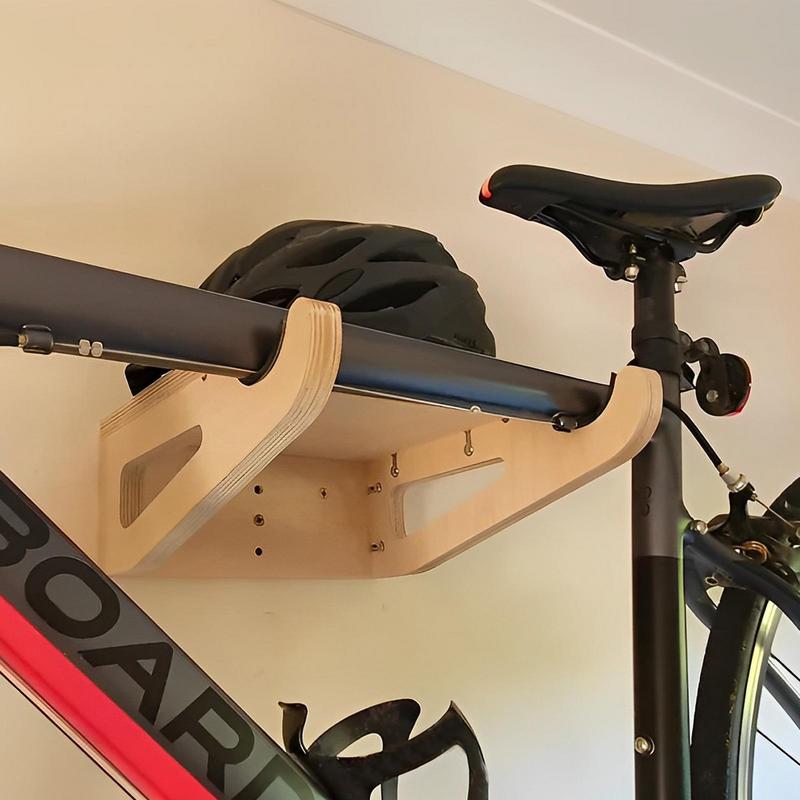 Cycling Gear Wall Mount - Bike Wall Rack Wooden Bicycle Storage