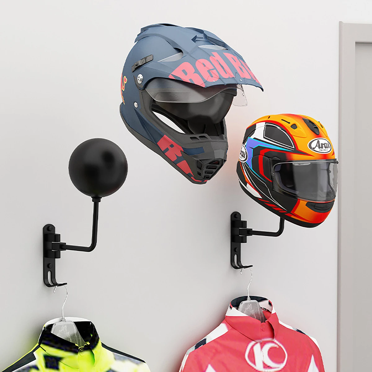 Cycling Gear Wall Mount - Wall Mount Metal Motorcycle Helmet Rack