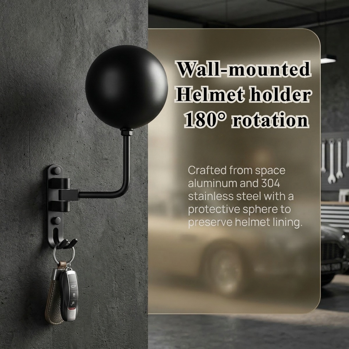 Cycling Gear Wall Mount - 180° Swivel Wall Mount Bike Helmet
