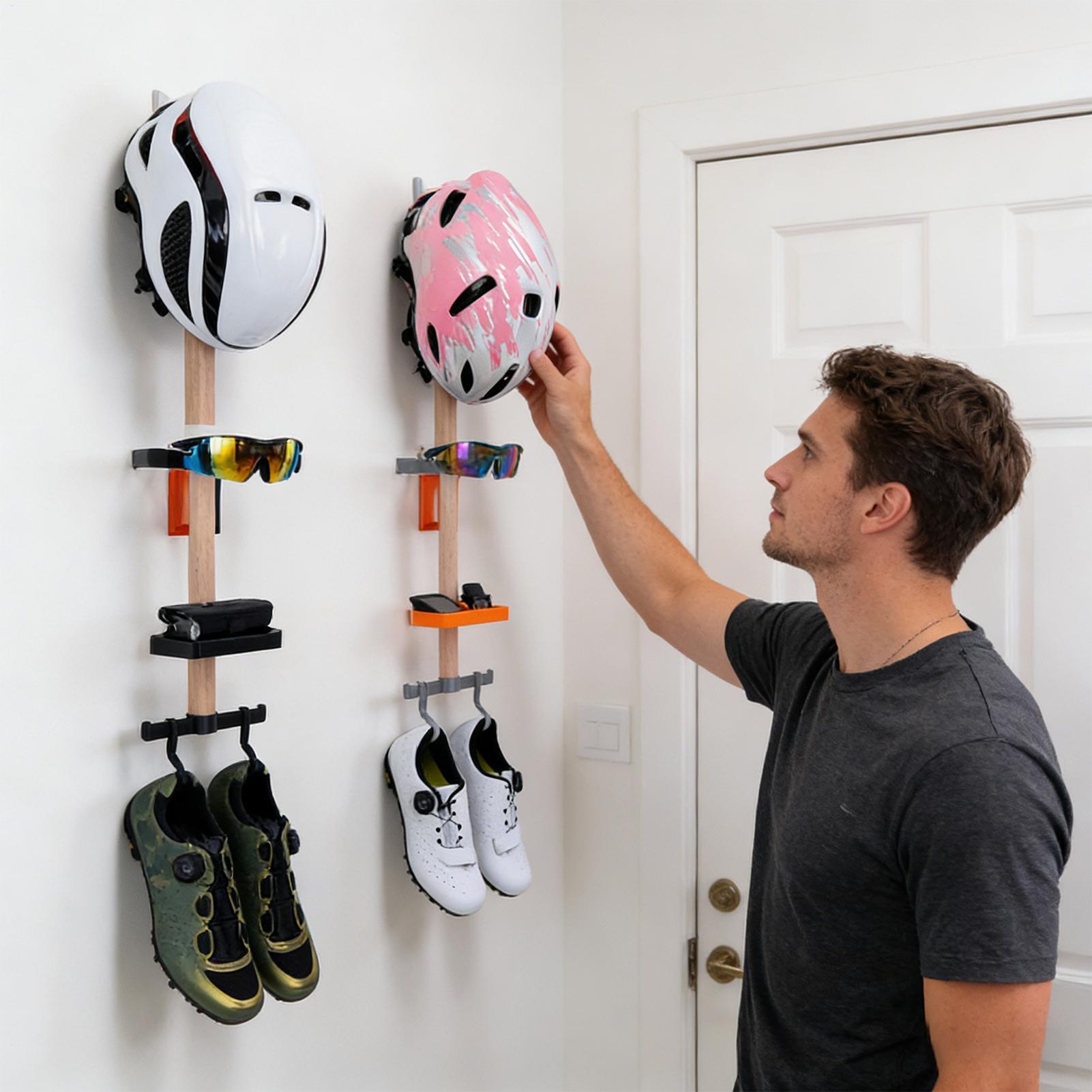 Cycling Gear Wall Mount - Vertical Cycling Gear Organizer Rack, Wall