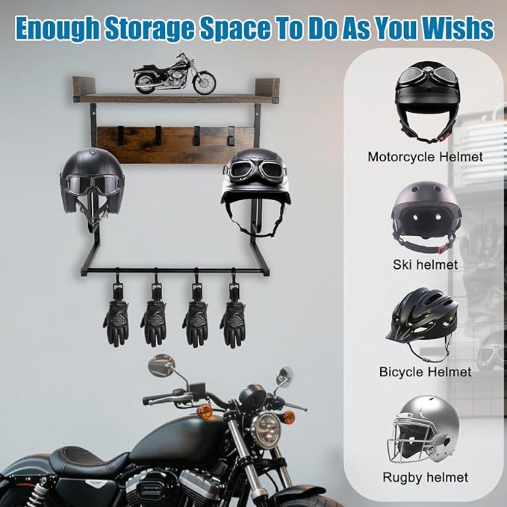 Motorcycle Helmet Holder with  - Cycling Gear Wall Mount ulasan dan harga