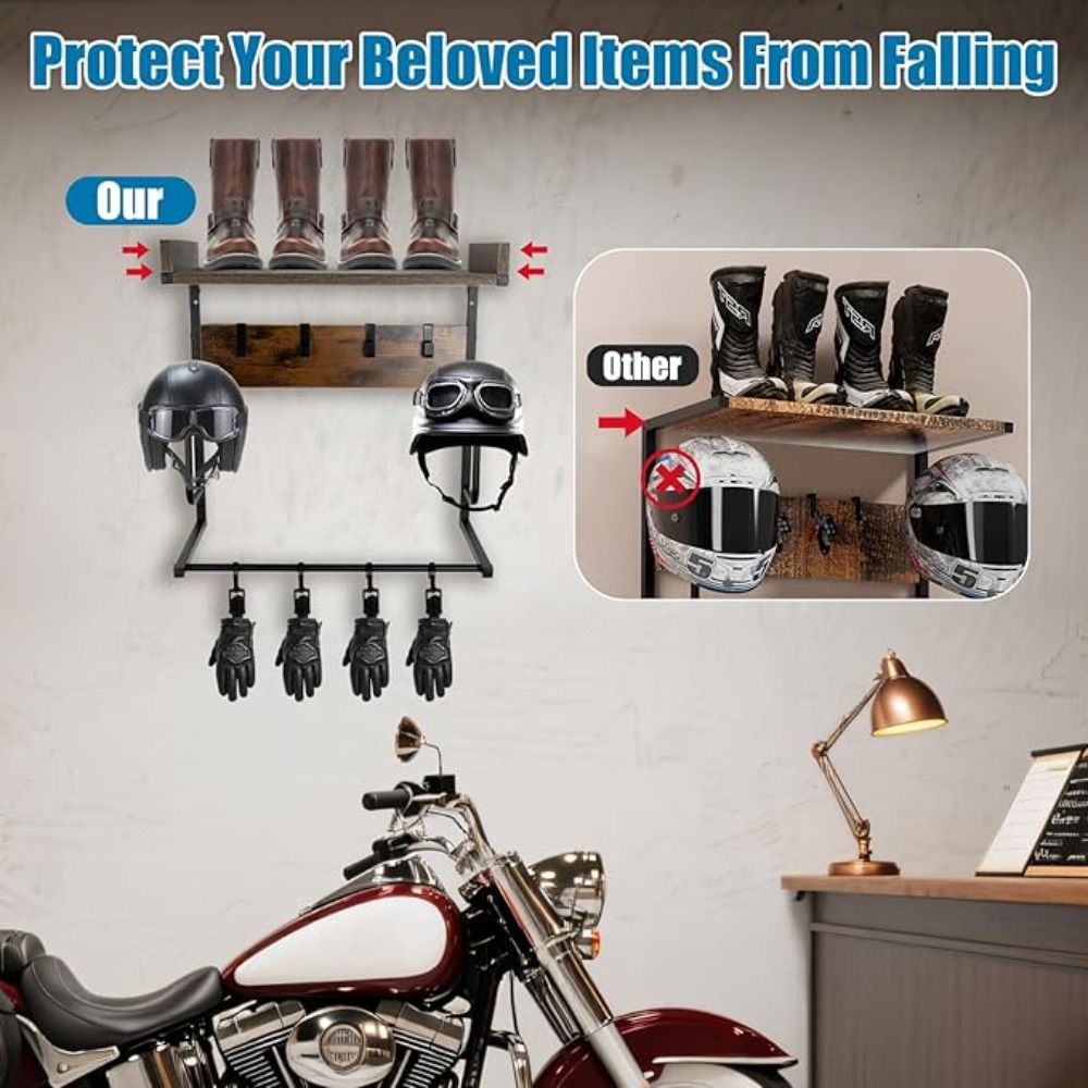 Motorcycle Helmet Holder with  - Cycling Gear Wall Mount ulasan dan harga