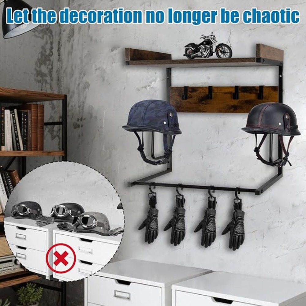 Motorcycle Helmet Holder with  - Cycling Gear Wall Mount ulasan dan harga